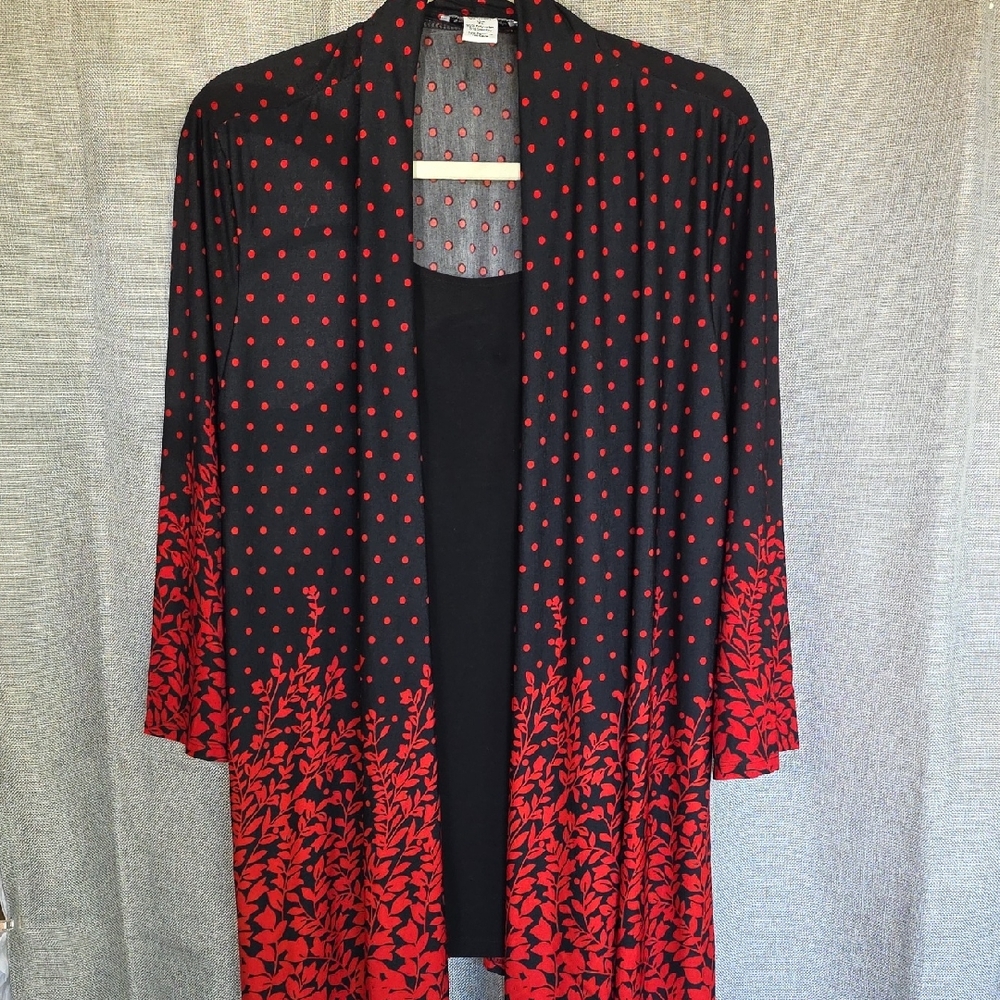 Serengeti Serengeti Speckled Dot Mesh Cardigan Red and Black sz XL H3 CL2025279